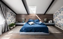 Bedroom interior photo sloping ceilings