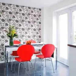 Wallpaper with a pattern in the kitchen photo