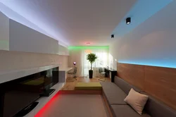 Lighting in a modern living room interior photo