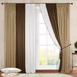 Two-color combined curtains for the living room photo in the interior