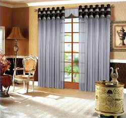 Curtains with eyelets for the living room in a modern style photo