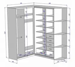 Corner wardrobe in the bedroom contents with dimensions photo