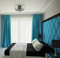 Turquoise Curtains In The Bedroom Interior