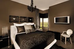 Combination of dark brown in the bedroom interior