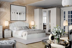 Спальный дизайн с белым гарнитуром