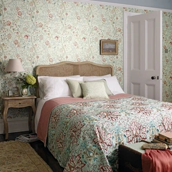 Floral wallpaper for bedroom design photo