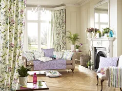 Wallpaper with flowers for walls in the living room interior photo