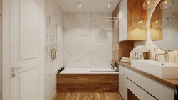 Плитка в ванной мрамор и дерево фото