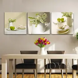 Картина на кухню в современном стиле над столом фото