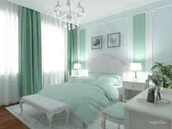 Bedroom design in gray-green tones
