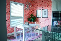 Photo wall design with liquid wallpaper in the kitchen