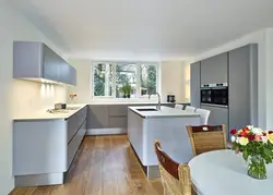 Modern kitchen design U-shaped with window