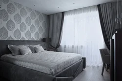 Современные шторы серые в спальню фото
