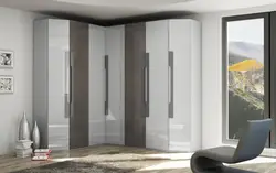 Corner wardrobe in the bedroom in a modern style design photo