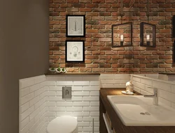 Дизайн ванны стена из кирпича