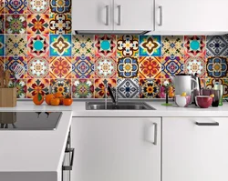 Patchwork style tiles in the kitchen interior