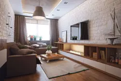 Interior of a living room in an apartment of 18 sq m in a modern style