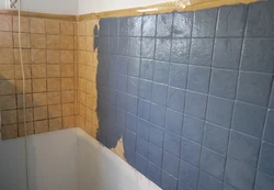 Painting bathroom tiles with your own hands photo