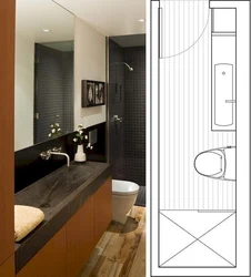 Design of a narrow bathroom with toilet and shower