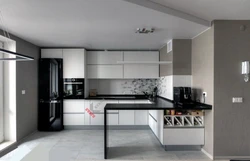 U-shaped kitchen design with breakfast bar