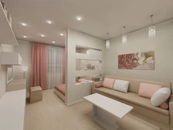 Interior design of living room bedroom 18 sq.m.