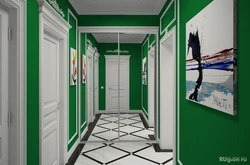 Hallway in green design photo
