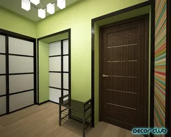 Hallway in green design photo