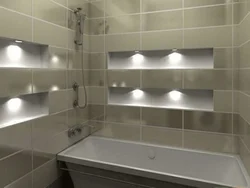 Bathroom shelves made of tiles design photo