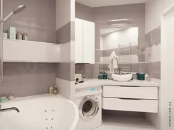 Дизайн ванны с ванной и стиральной машиной