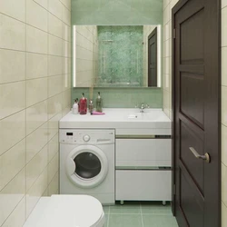 Bath design with bathtub and washing machine