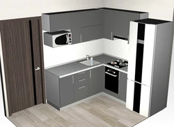 Corner kitchens for a small kitchen 6 meters with a refrigerator photo