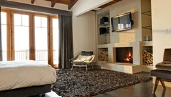 Bedroom interior with fireplace