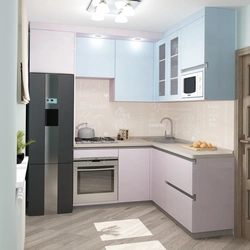 Kitchen set for a small kitchen in Khrushchev with a refrigerator photo