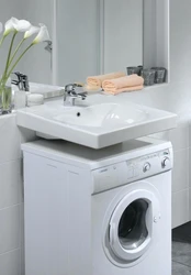 Photo of the sink above the washing machine in the bathroom