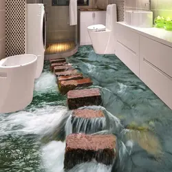 Bathtub with self-leveling floor photo