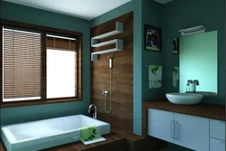 What color goes with brown in a bathroom interior?