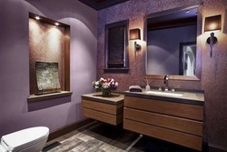 What color goes with brown in a bathroom interior?
