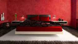 Qırmızı tonlarda yataq otağı dizaynı