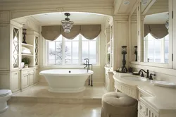 Design of a large bathroom in the house photo