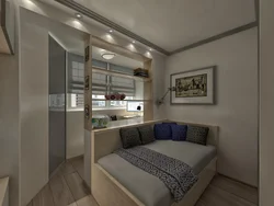 Інтэр'ер пакоя 18 кв м спальня фота з балконам