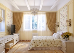 Bedroom interior rectangular with two windows