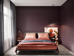 Photo of a bedroom in burgundy tones photo