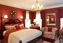 Photo of a bedroom in burgundy tones photo