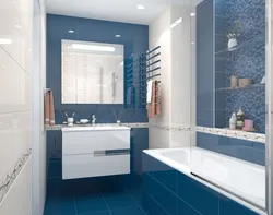 Bathroom design in white and blue tones