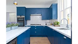 Color combination with blue in the kitchen interior