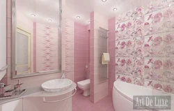 Дызайн ванны ў ружовых танах