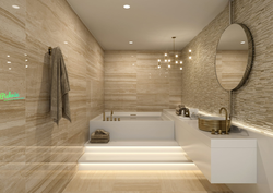 Finishing the bathroom with porcelain tiles photo