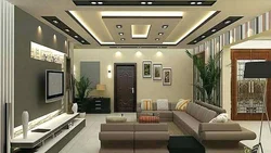 Plasterboard ceiling design in the living room