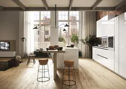 Loft style kitchen in light colors photo