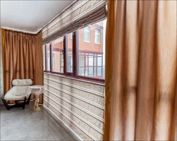 Curtains on the loggia in the interior photo